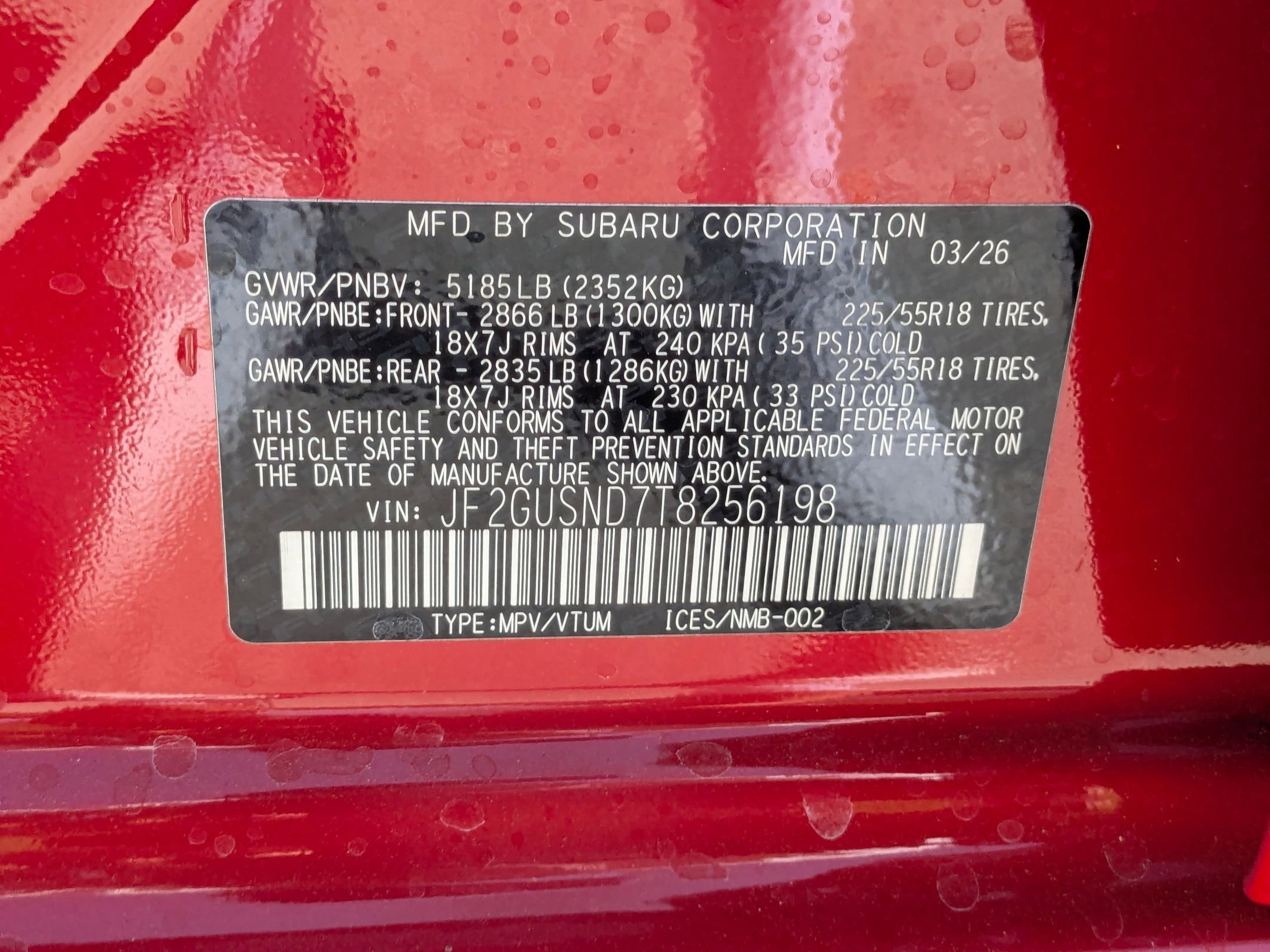 New 2026 PURE RED Subaru Limited Hybrid image 15