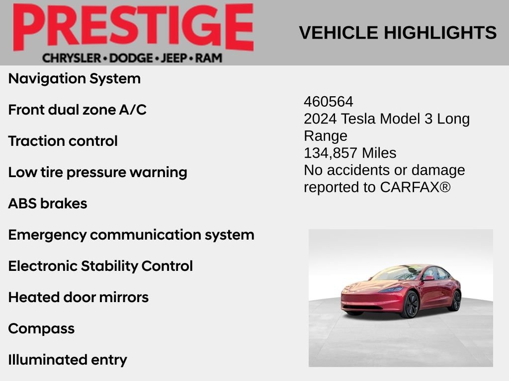 Used 2024 Tesla Model 3 Long Range with VIN 5YJ3E1EA9RF829038 for sale in Las Vegas, NV