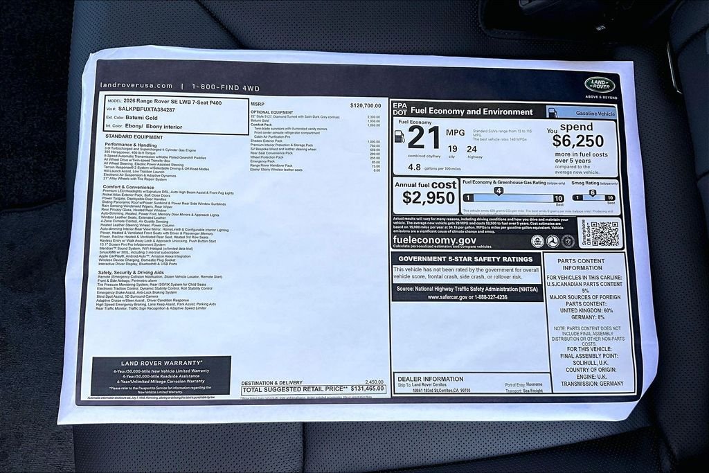 New 2026 BATUMI GOLD Land Rover SE 7 Seats image 15