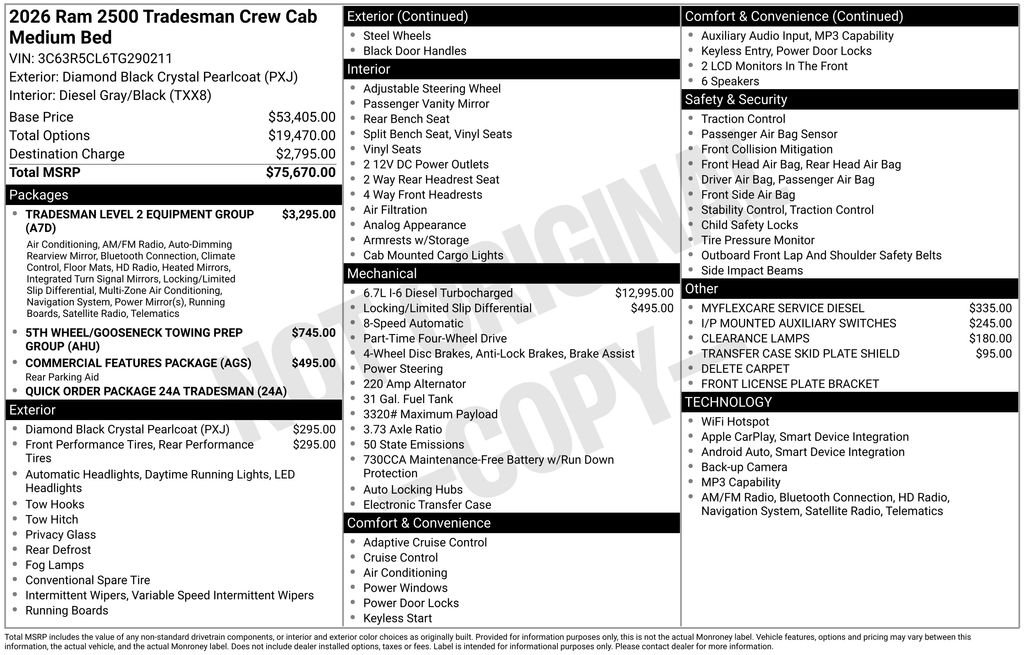 New 2026 Diamond Black Crystal Pearl-Coat Exterior Paint RAM Tradesman image 31