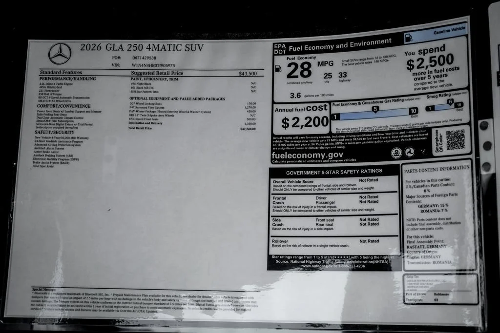 New 2026 Night Black Mercedes-Benz GLA 250 image 57