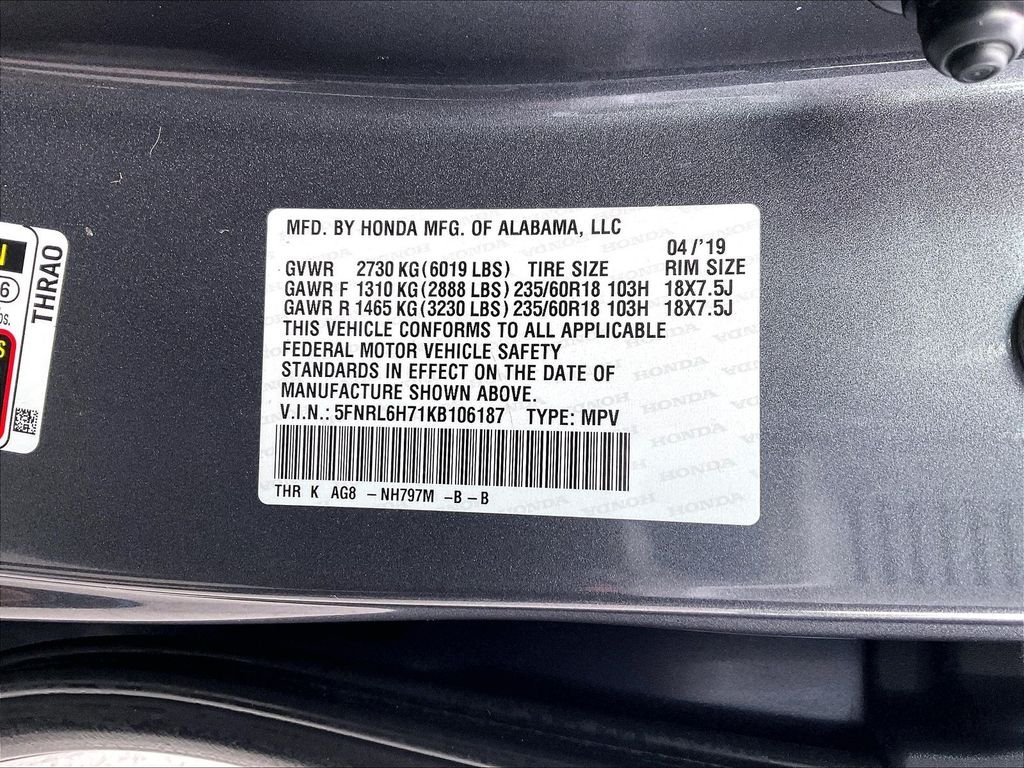 Used 2019 Modern Steel Honda EX-L image 36
