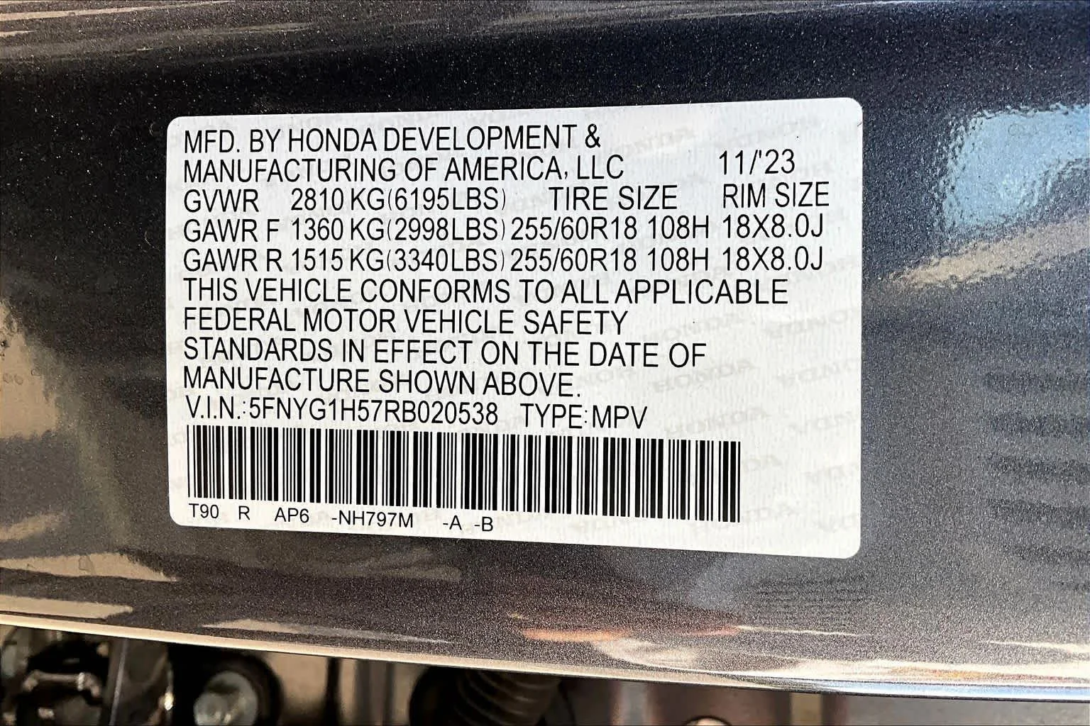 Used 2024 Modern Steel Metallic Honda EX-L 7 Passenger image 32