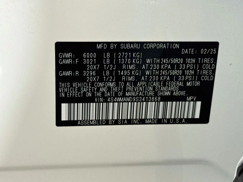 Certified Used 2025 White Subaru Onyx Edition Touring image 44