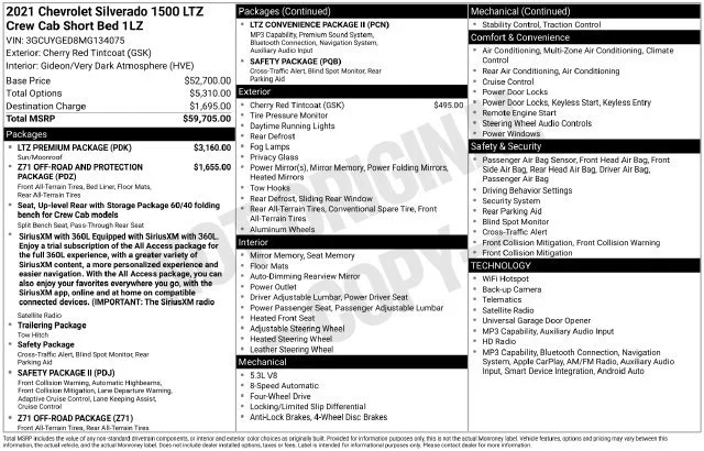 Used 2021 CHERRY RED TINTCOAT Chevrolet LTZ image 2