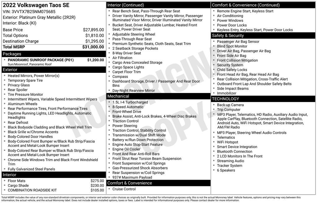Certified Used 2022 Gray Volkswagen 1.5T SE image 10