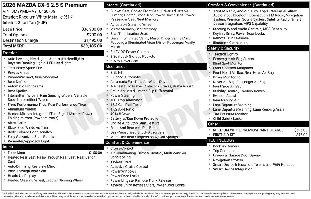 New 2026 Rhodium White Metallic Mazda 2.5 S Premium AWD image 7