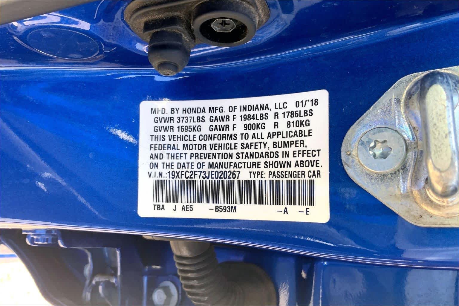 Used 2018 Crystal Black Pearl Honda EX image 30