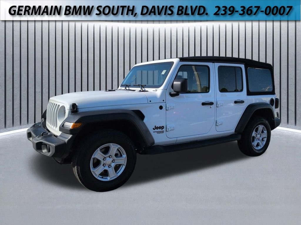 Used 2021 Bright White Clearcoat Jeep Unlimited Sport S image 1