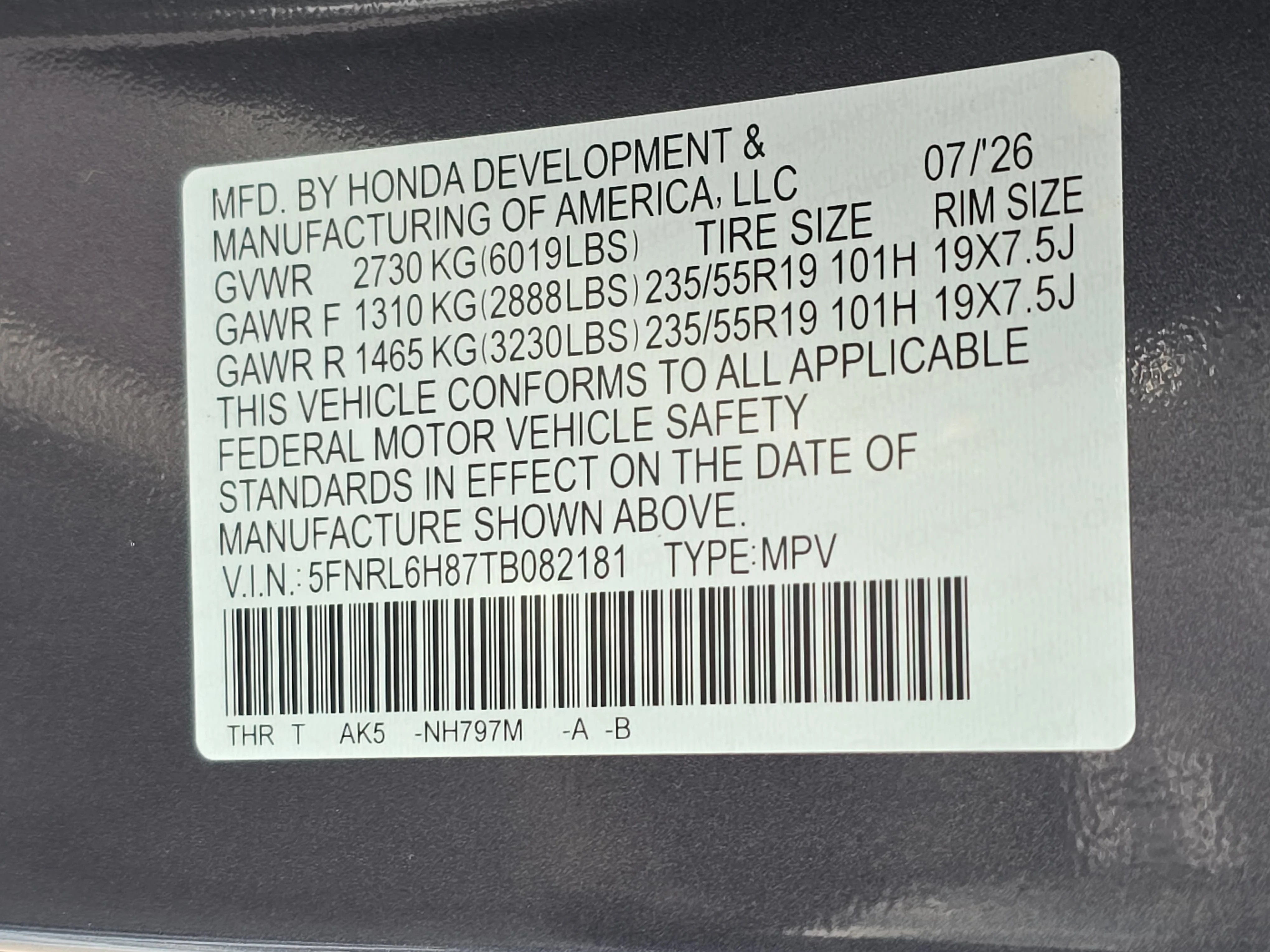 New 2026 Modern Steel Metallic Honda Touring image 37
