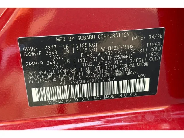 New 2026 LITHIUM RED PEARL Subaru Limited image 54