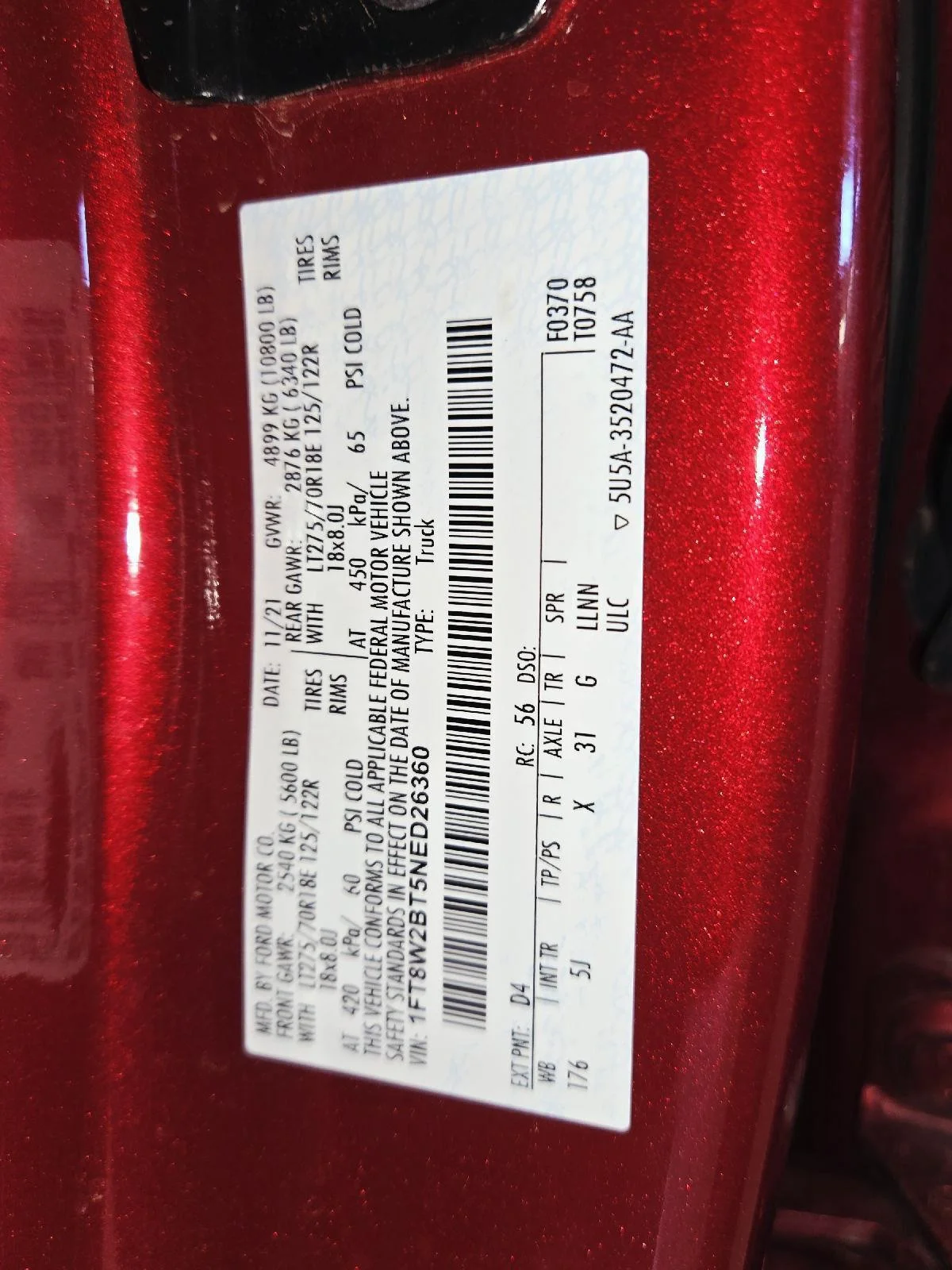 Used 2022 Rapid Red Metallic Tinted Clearcoat Ford LARIAT image 52