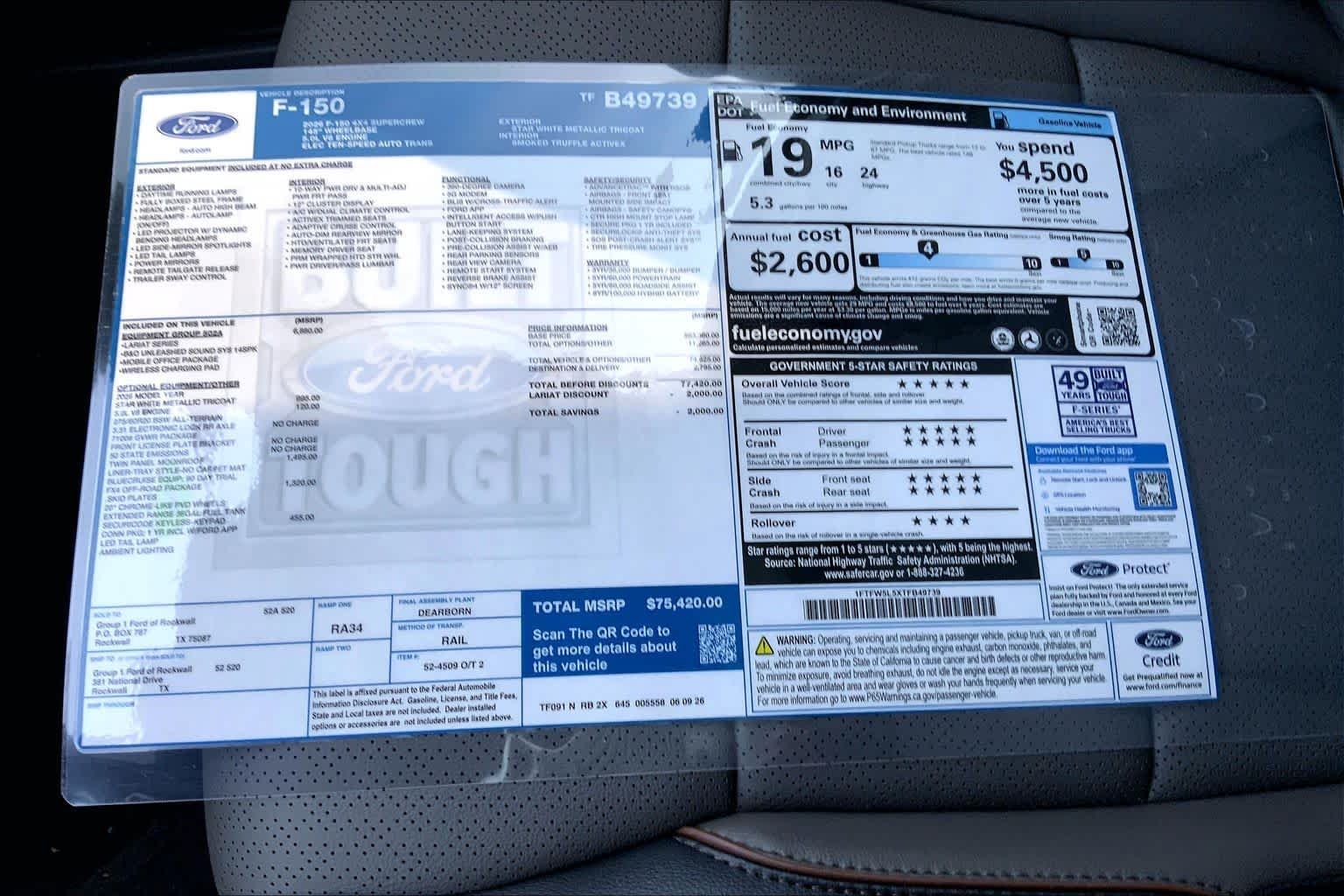 New 2026 Star White Metallic Tri-Coat Ford Lariat® image 19