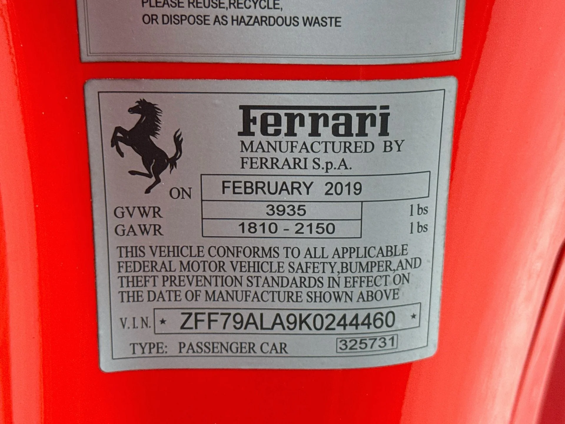Certified Used 2019 Rosso Scuderia Ferrari Base image 27