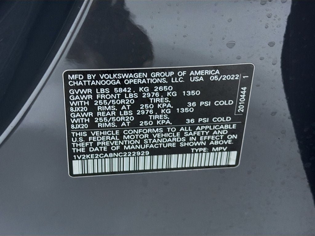 Used 2022 Pure Gray Volkswagen 3.6L V6 SE w/Technology 4MOTION image 32