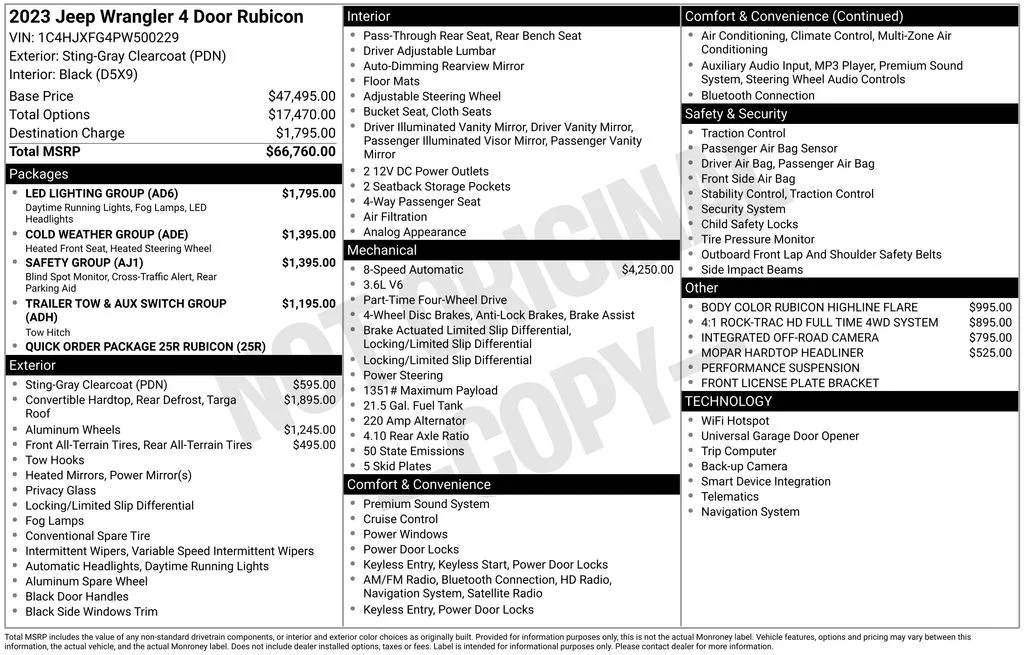 Used 2023 Jeep Wrangler 4-Door Rubicon with VIN 1C4HJXFG4PW500229 for sale in Elk River, Minnesota