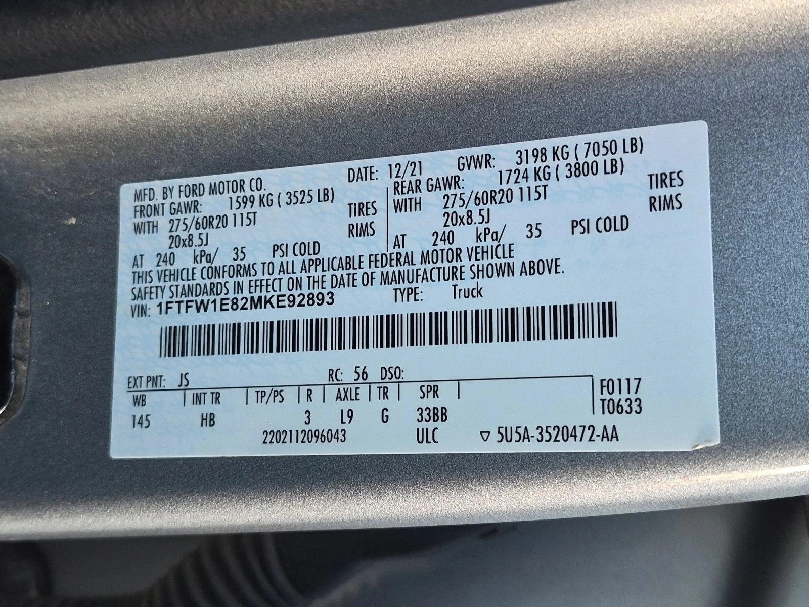 Used 2021 Iconic Silver Metallic Ford LARIAT image 14