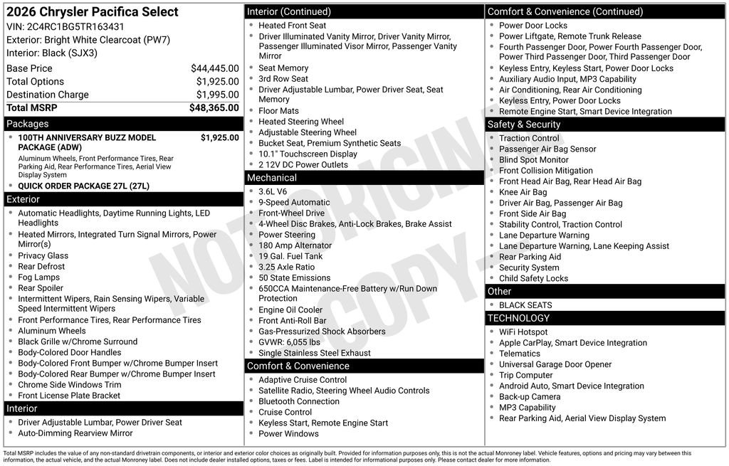 New 2026 Bright White Clear-Coat Exterior Paint Chrysler Select image 28