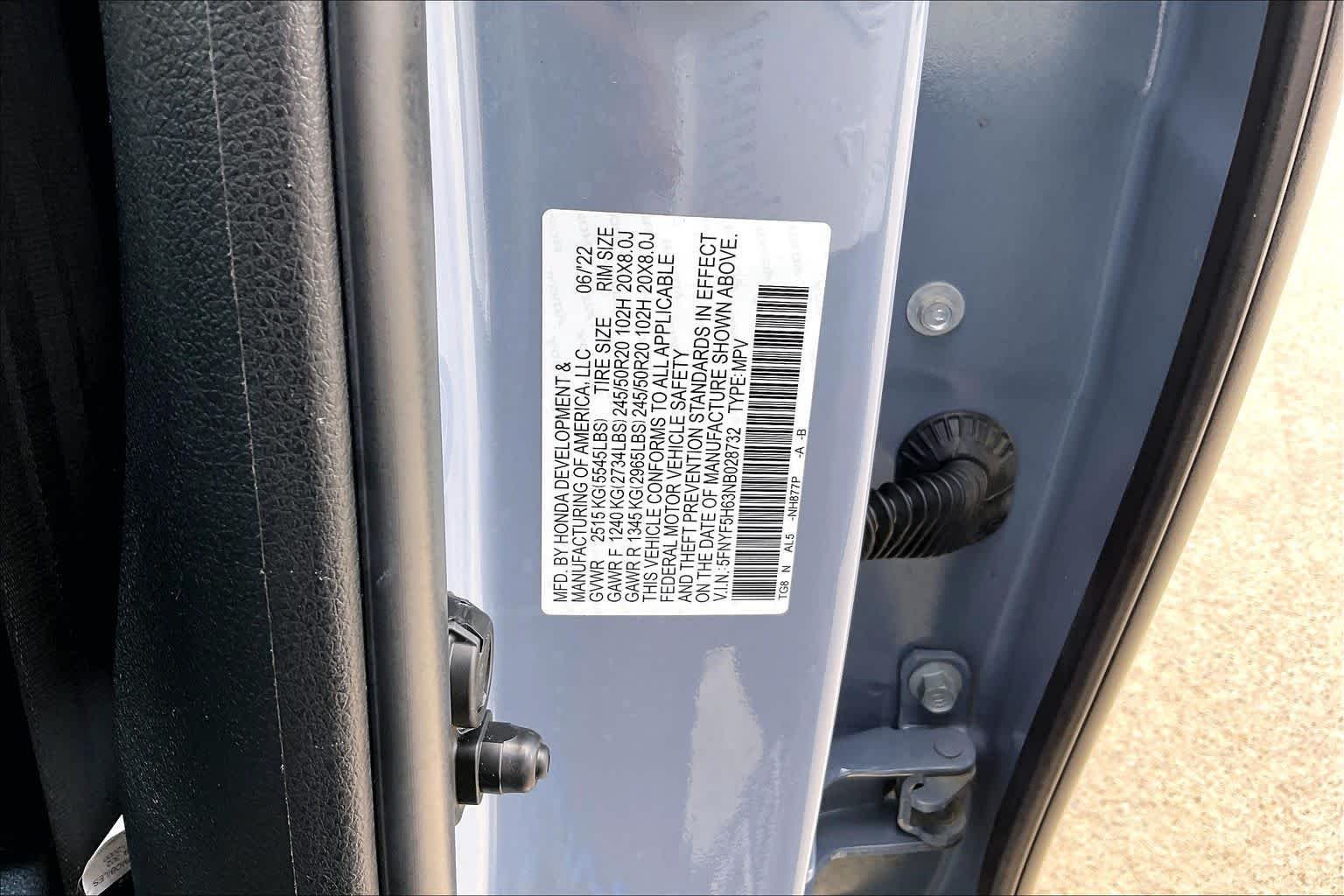 Used 2022 Sonic Gray Pearl Honda Touring 7-Passenger image 37