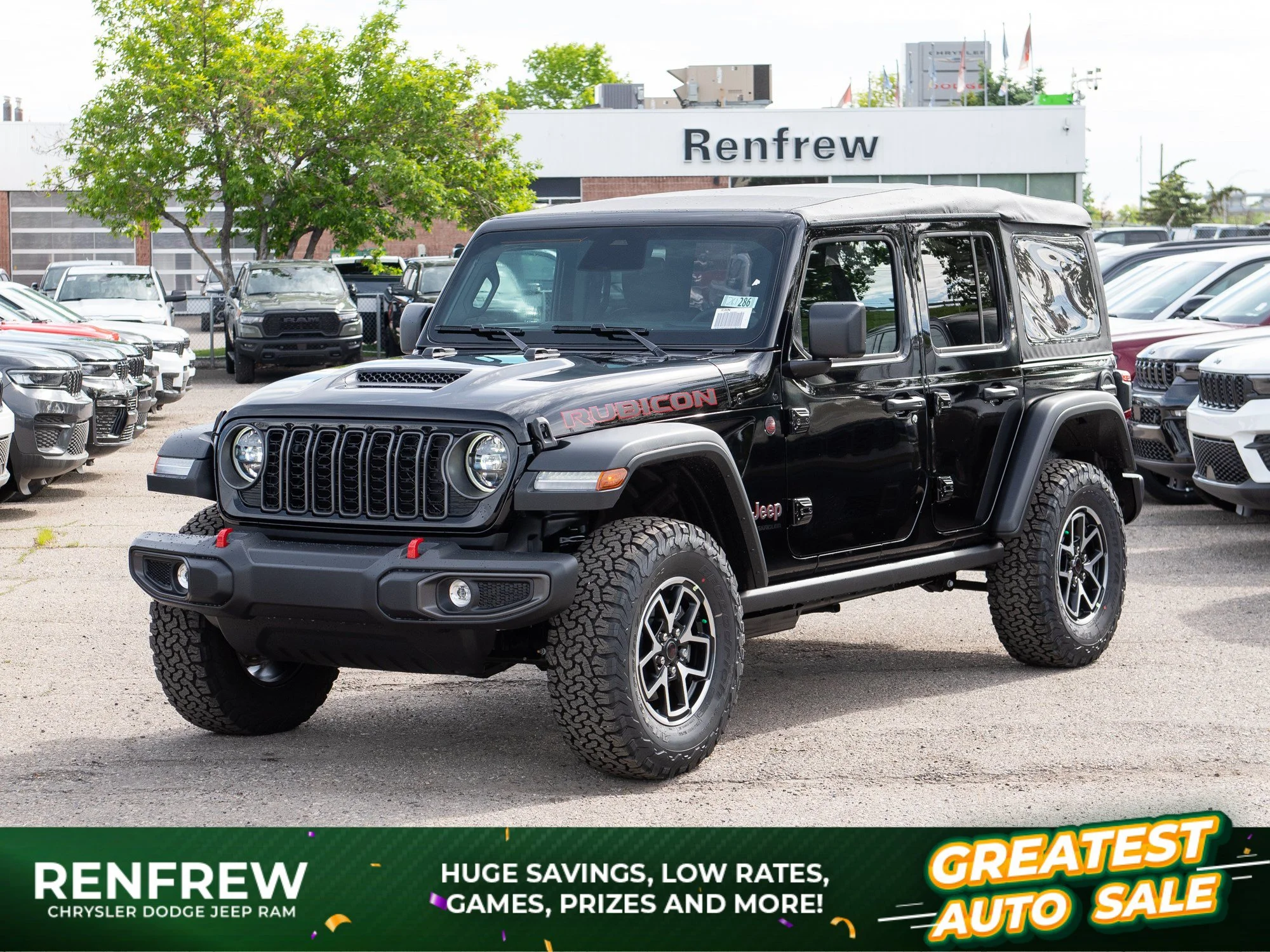 New 2026 Black Jeep Rubicon* 4 Door 4x4, Nappa Leather, Rock Rails, Soft Top image 1