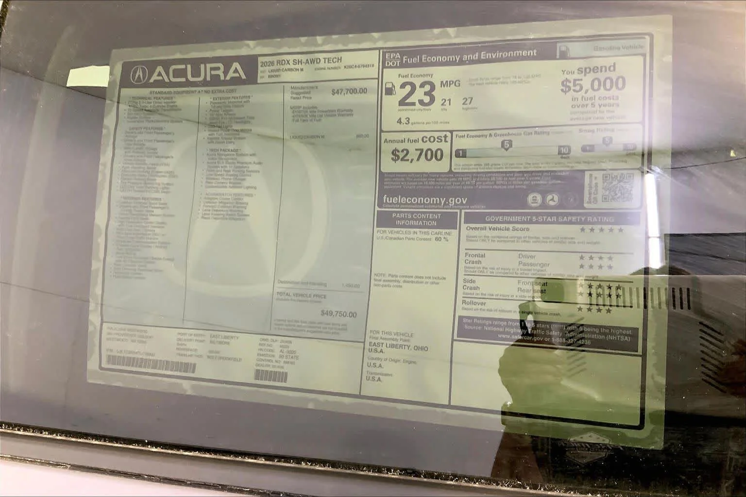 New 2026 Liquid Carbon Metallic Acura With Technology Package image 19