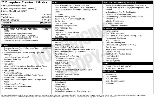 New 2025 Bright White Clear-Coat Exterior Paint Jeep Altitude X image 42