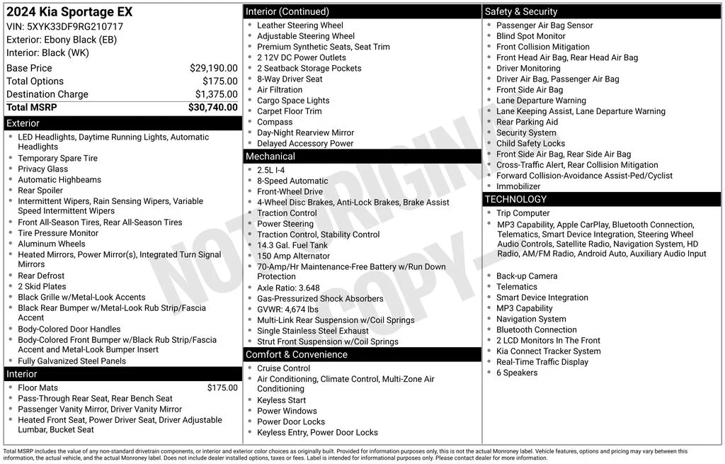 Used 2024 Black Kia EX image 6