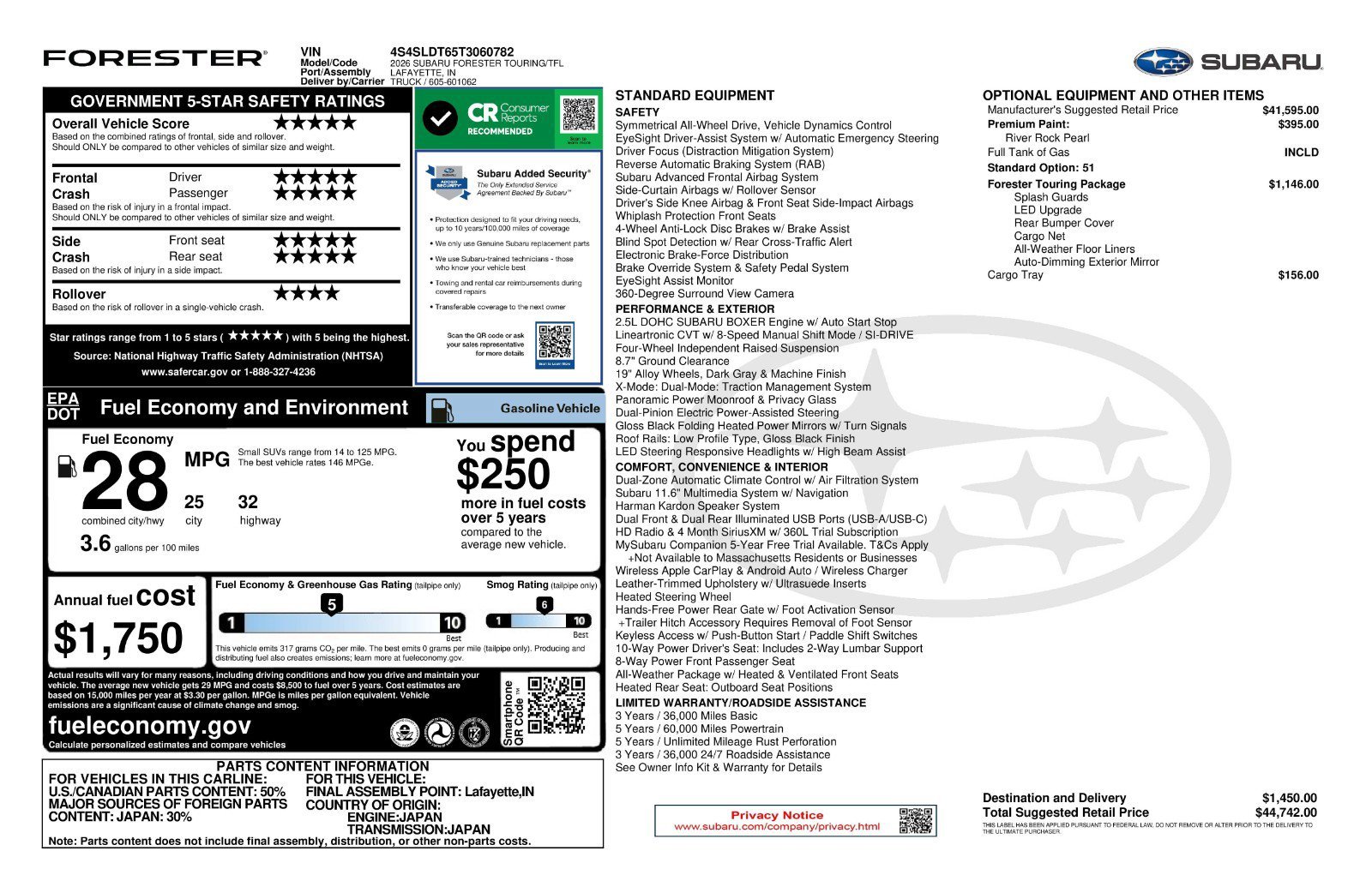 New 2026 RIVER ROCK PEARL Subaru Touring image 11