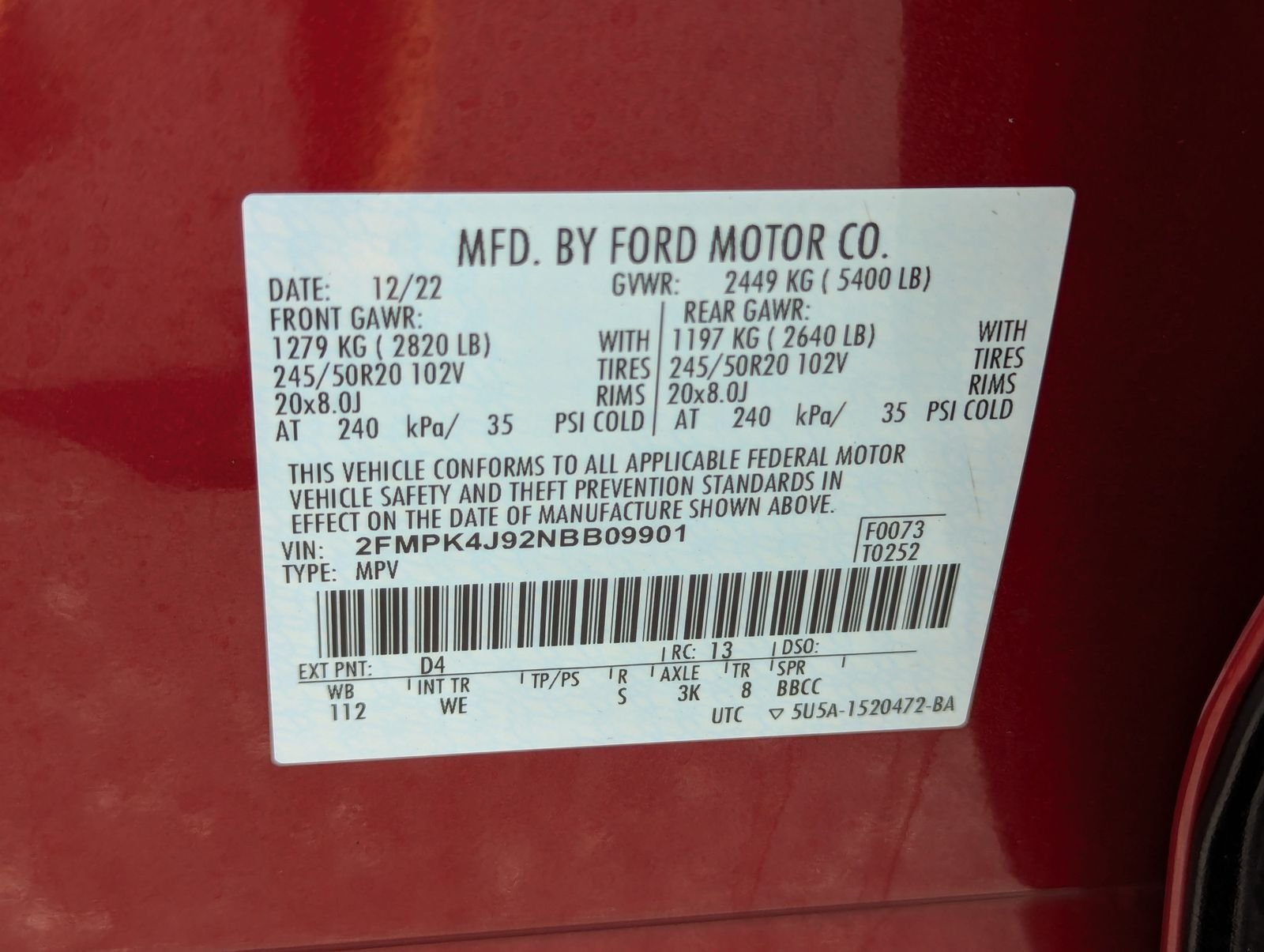 Certified Used 2022 Red Metallic Ford ST Line image 39