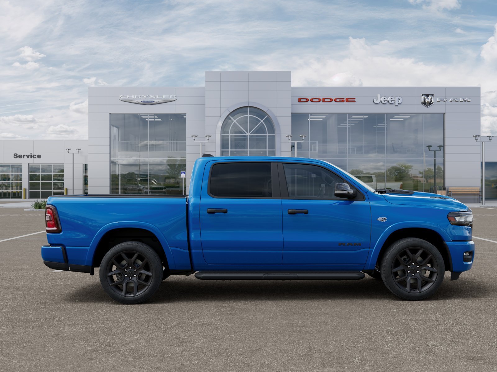 New 2026 Hydro Blue Pearl-Coat Exterior Paint RAM Laramie Crew Cab 4x4 5