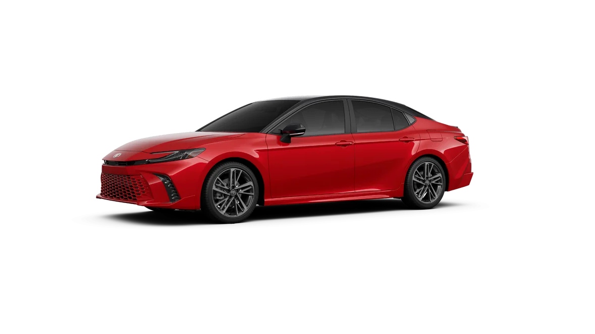New 2027 Supersonic Red with Midnight Black Metallic roof Toyota XSE image 2