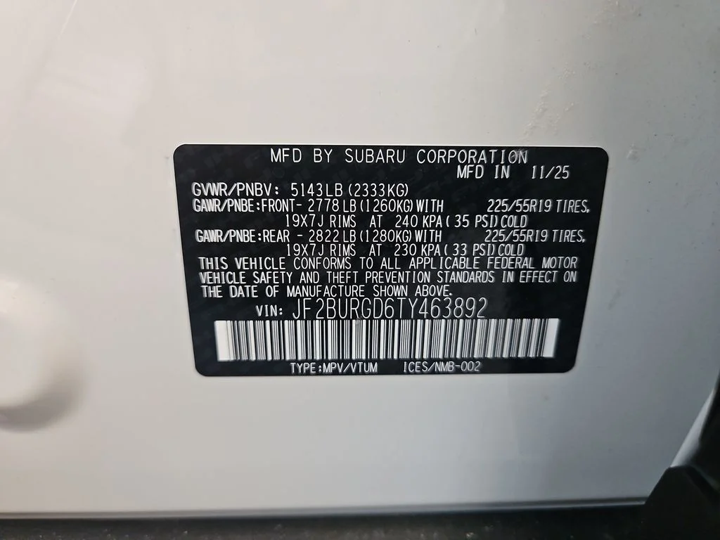 New 2026 CRYSTAL WHITE PEARL Subaru Limited XT image 46