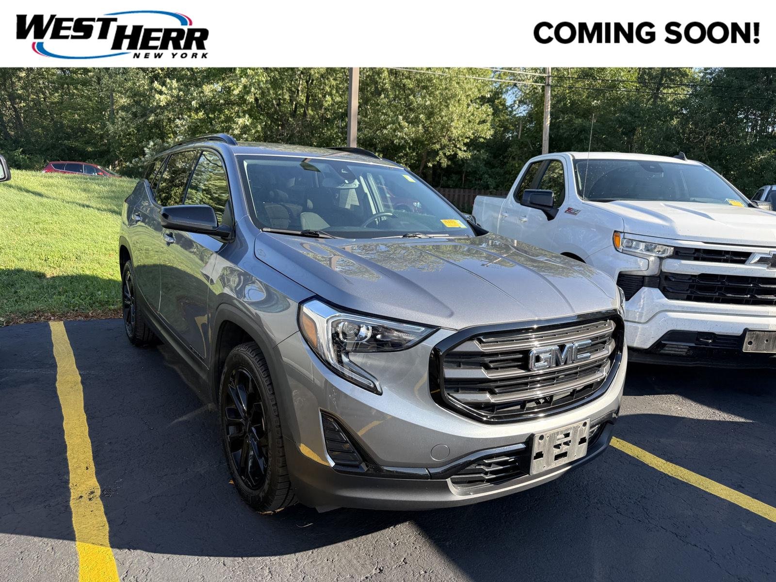 Used 2021 Satin Steel Metallic GMC SLE image 1
