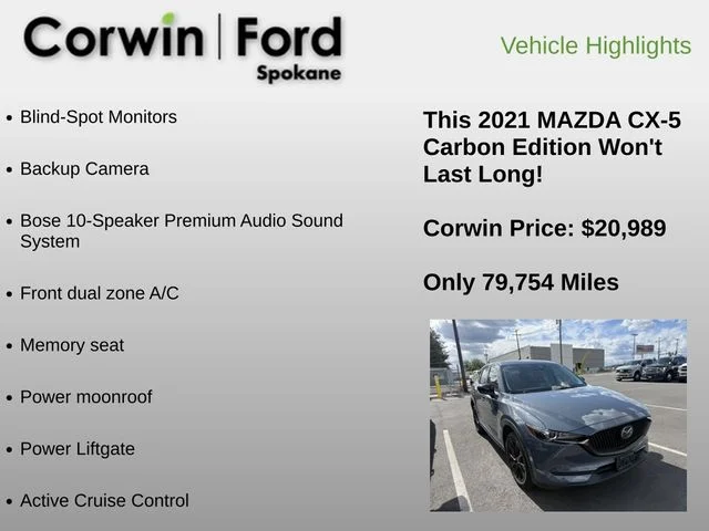Used 2021 Polymetal Gray Metallic Mazda Carbon Edition image 6