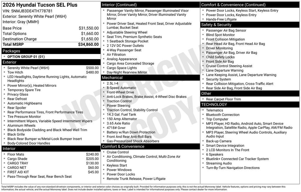 New 2026 White Hyundai SEL Plus FWD image 21