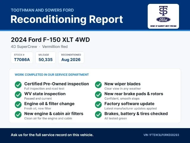 Certified Used 2024 Vermillion Red Ford XLT image 64