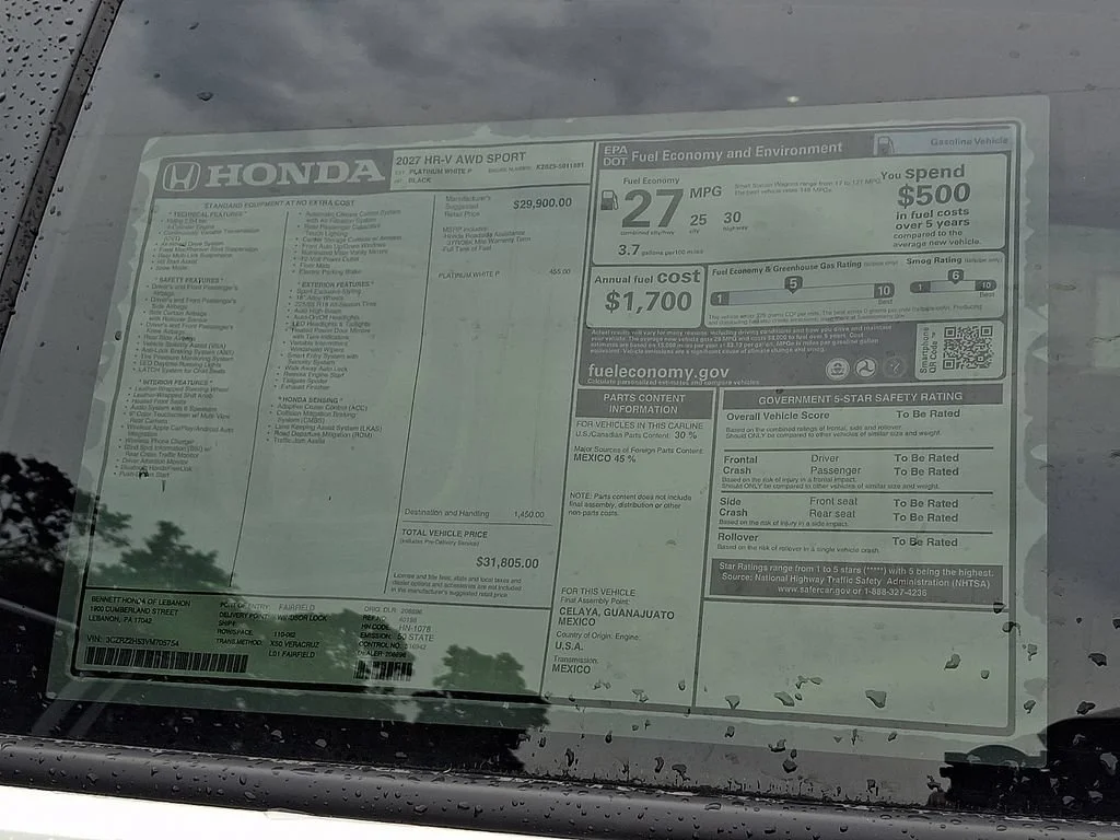 New 2027 Platinum White Pearl Honda Sport image 3