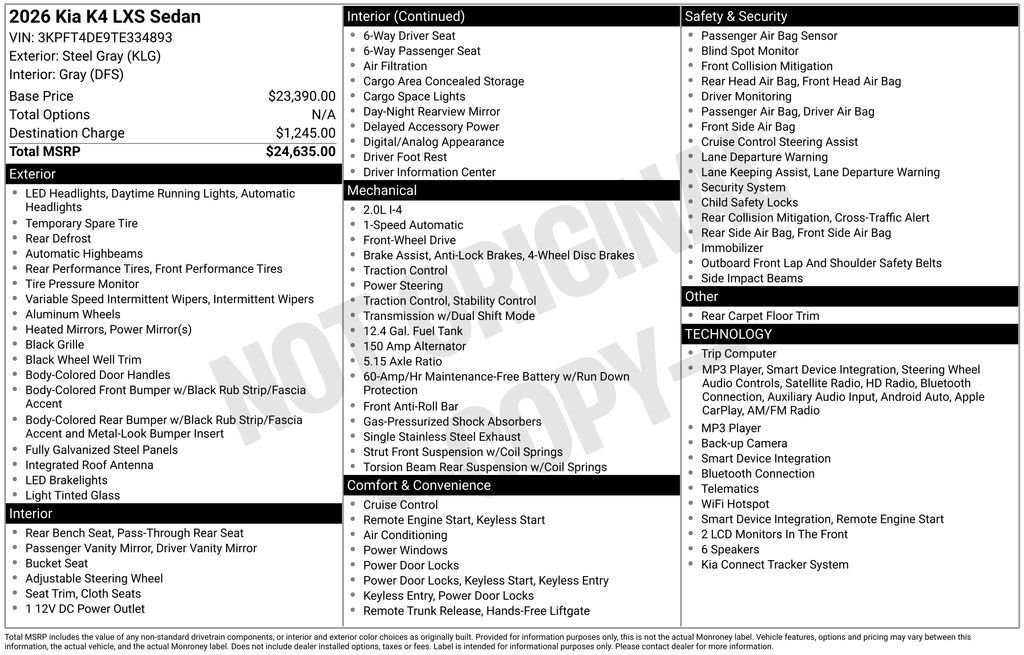 Used 2026 Gray Kia LXS image 2