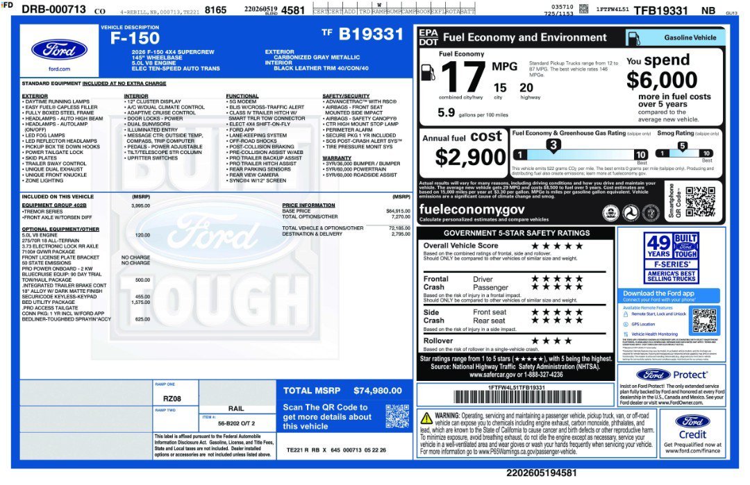 New 2026 Carbonized Gray Metallic Ford Tremor image 11