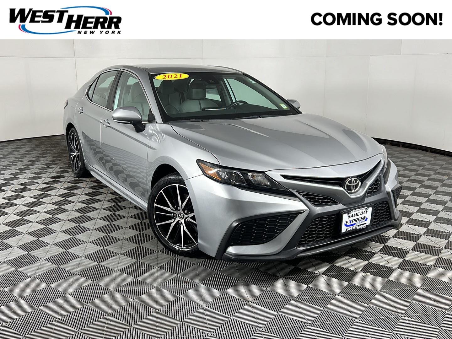 Used 2021 Celestial Silver Metallic Toyota SE image 1