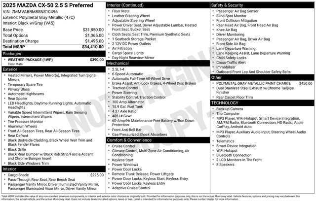 Used 2025 Gray Mazda 2.5 S Preferred Package image 10