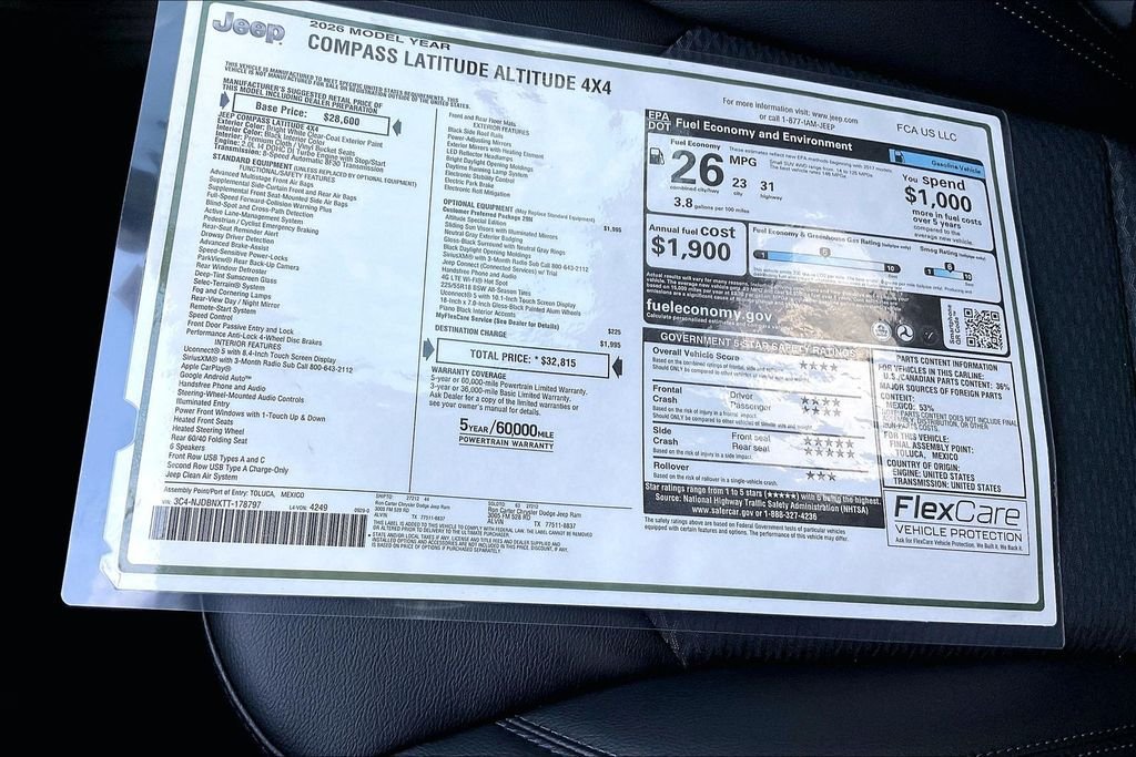 New 2026 Jeep Compass Latitude 4D Sport Utility