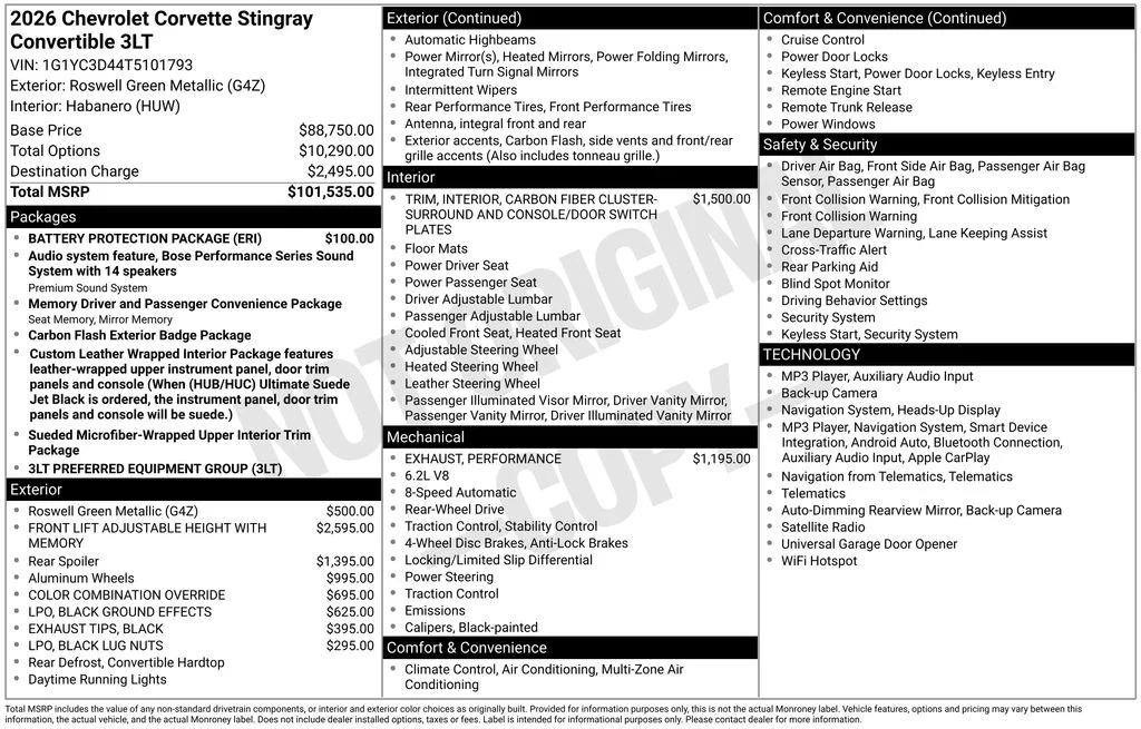 Used 2026 Green Chevrolet Stingray image 42