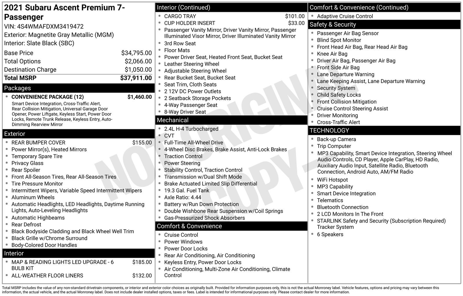 Used 2021 Gray Subaru Premium image 6