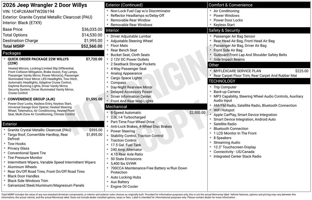 New 2026 Granite Crystal Metallic Clear-Coat Exterior Paint Jeep Willys image 6