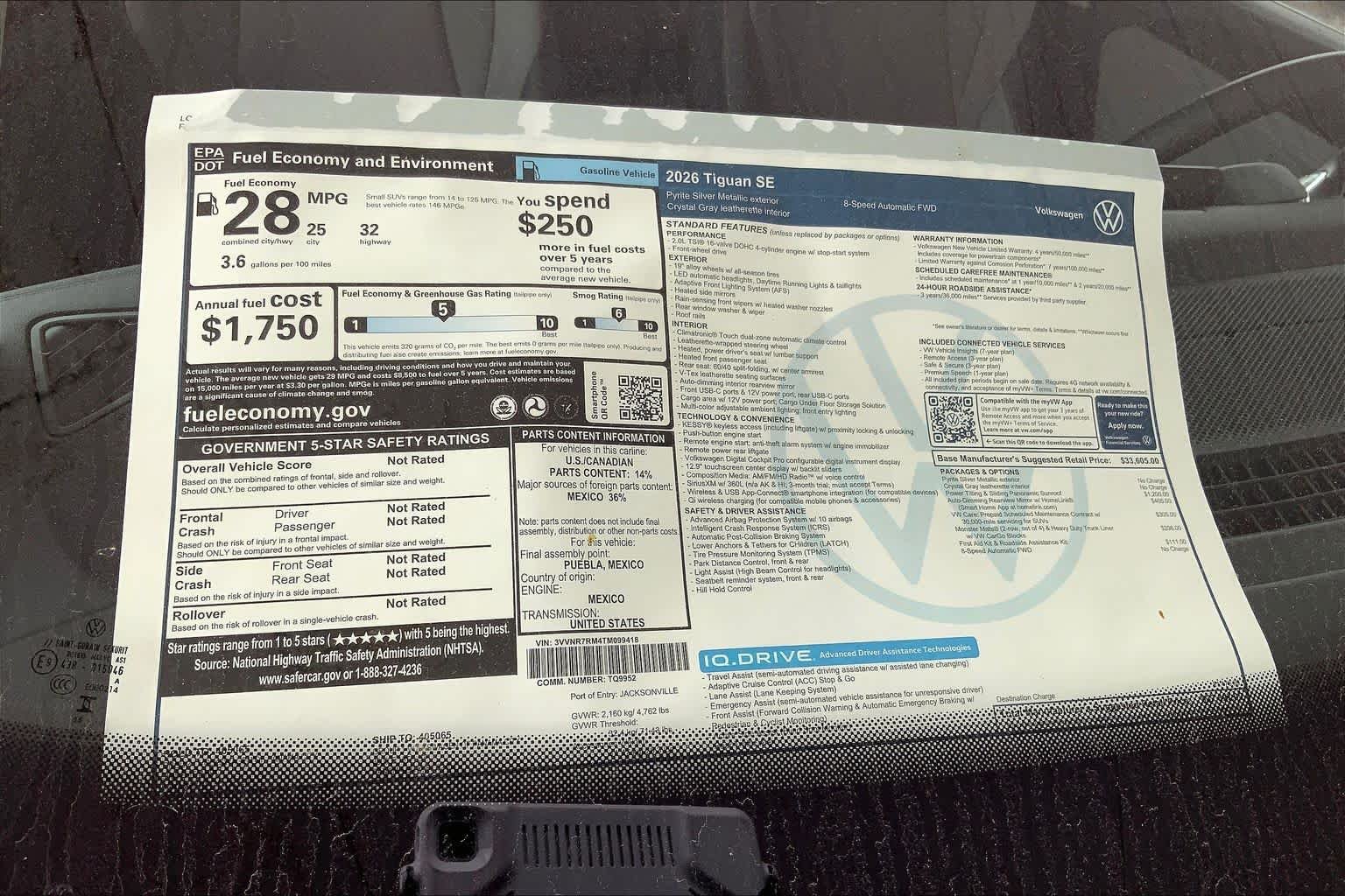 New 2026 Pyrite Silver Metallic Volkswagen SE image 22