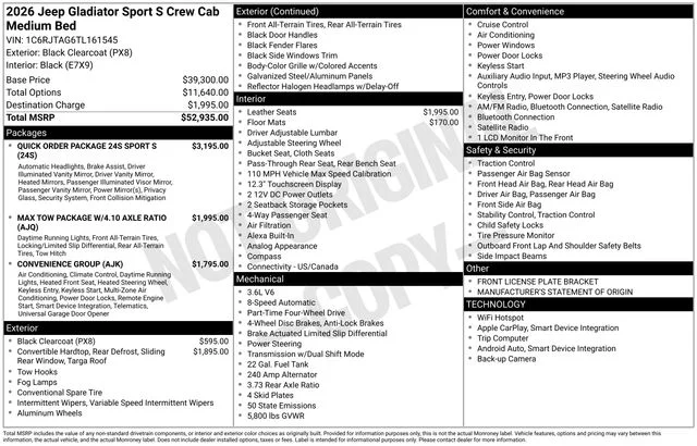 New 2026 Black Clear-Coat Exterior Paint Jeep Sport S image 37