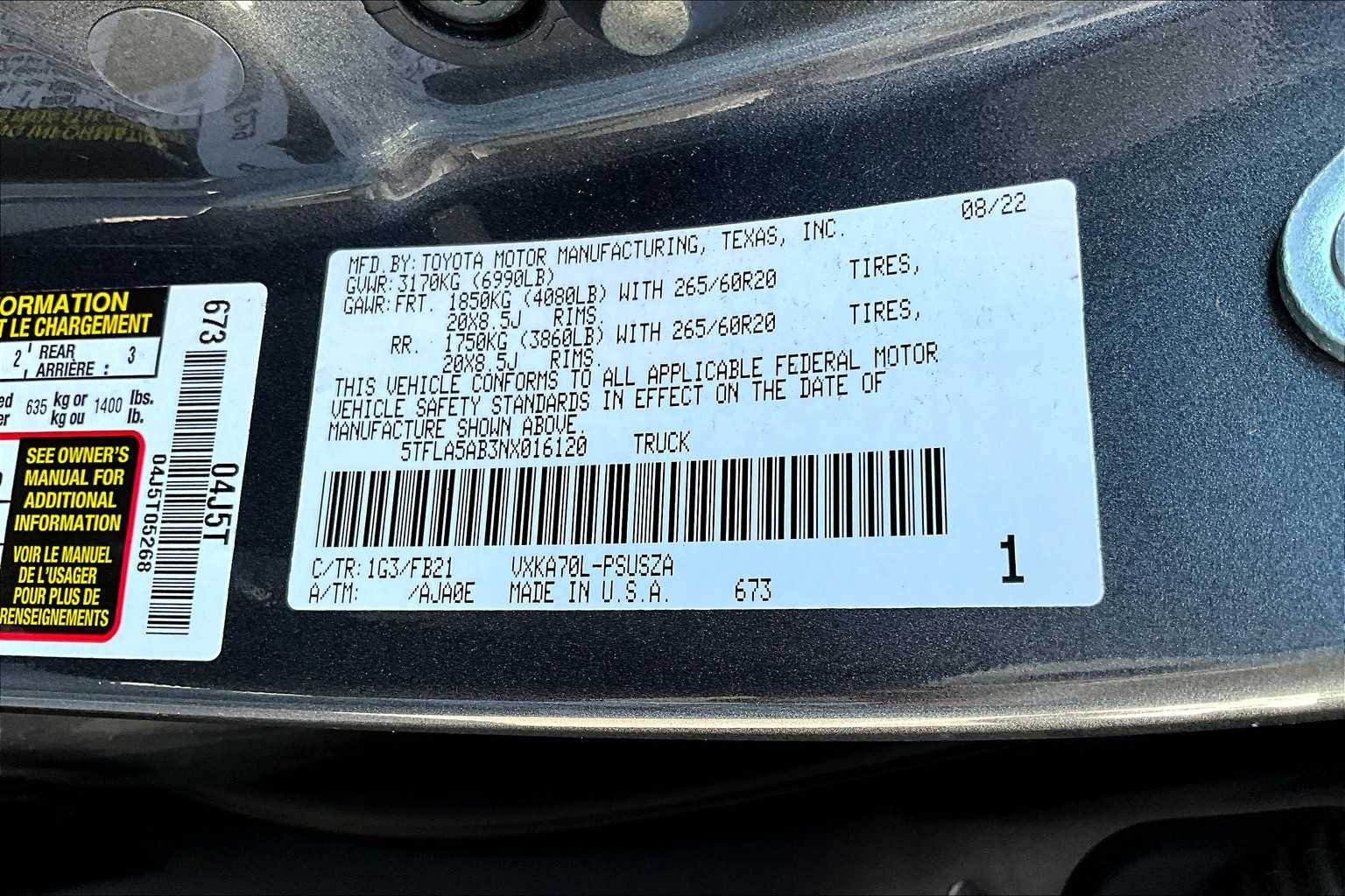 Used 2022 Magnetic Gray Metallic Toyota SR5 image 30