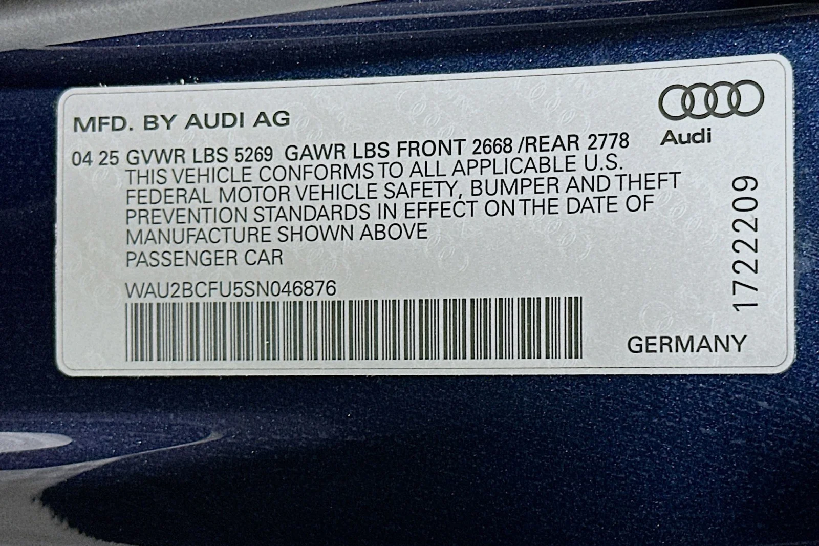 Used 2025 Firmament Blue Metallic Audi Premium Plus image 24