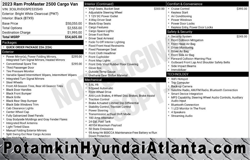 2023 RAM ProMaster Cargo Van Base